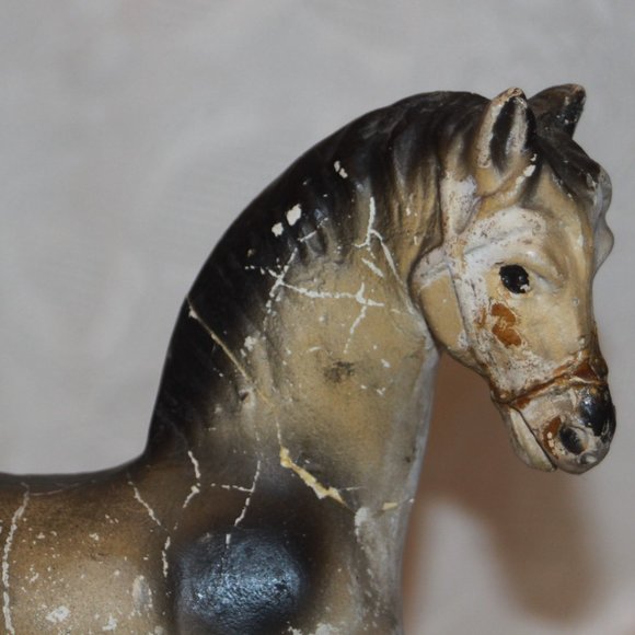 MID-CENTURY 1940s CARNIVAL CHALKWARE HORSE - LARGE (11 INCHES TALL) - Picture 2 of 5